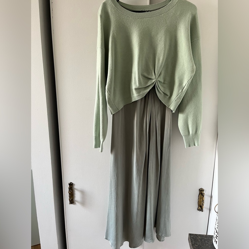 ANTHROPOLOGIE Green Knotted Sweater and Maxi Skirt Set